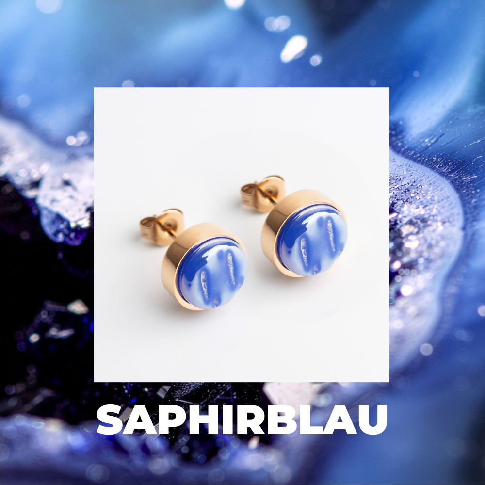 Foto von Stainless steel stud earrings with stone • Mother-of-pearl look • 8mm Foto von Stainless steel stud earrings with stone • Mother-of-pearl look • 8mm