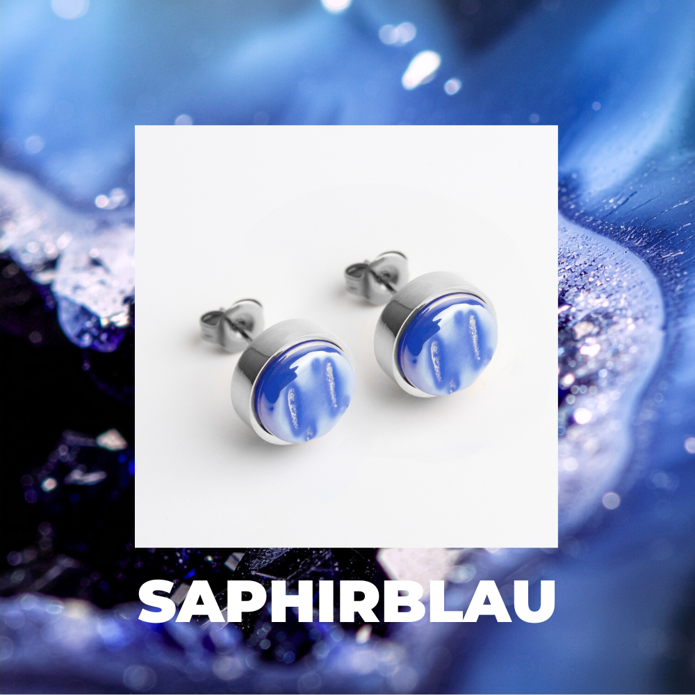 Foto von Stainless steel stud earrings with stone • Mother-of-pearl look • 8mm Foto von Stainless steel stud earrings with stone • Mother-of-pearl look • 8mm