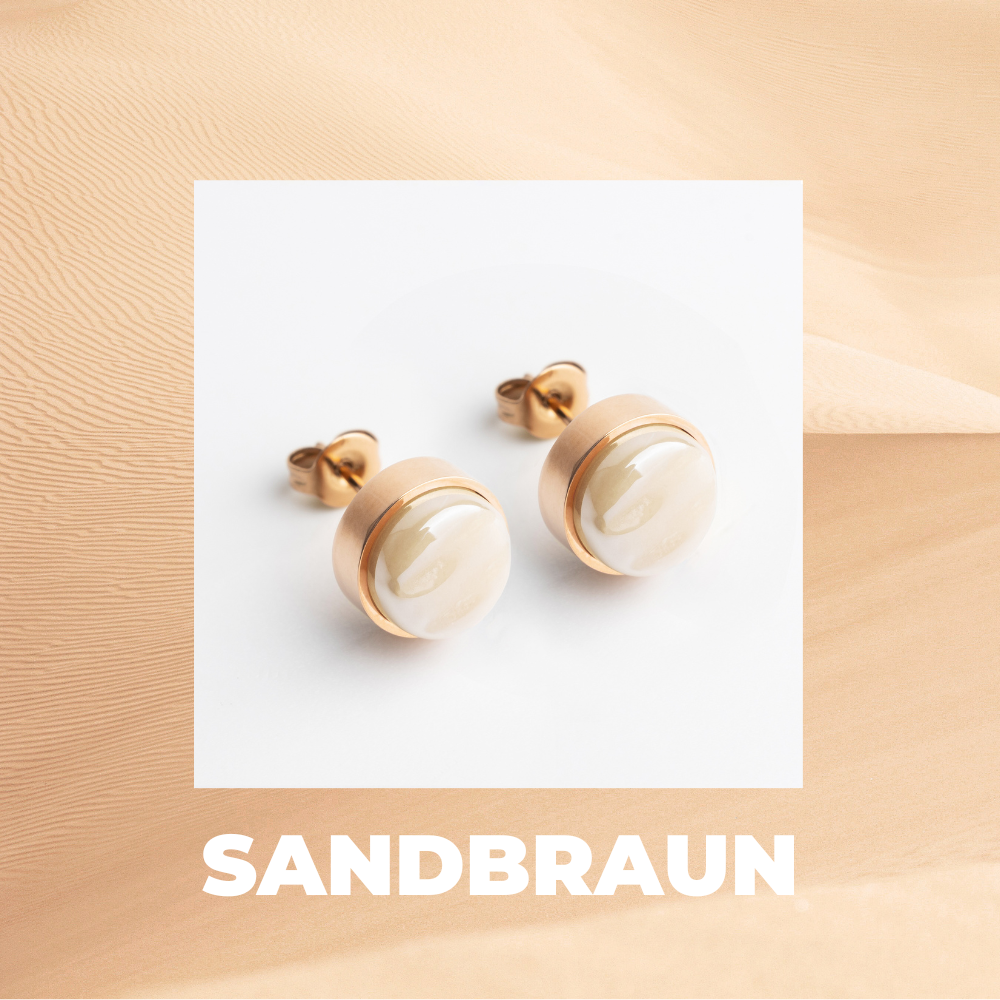 Foto von Stainless steel stud earrings with stone • Mother-of-pearl look • 8mm Foto von Stainless steel stud earrings with stone • Mother-of-pearl look • 8mm