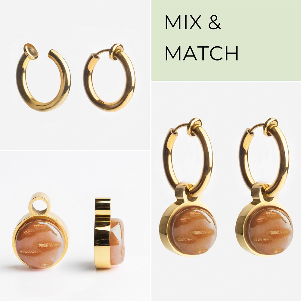 Foto von Hoop clip earrings with pendants • Mix & Match ear clips • 14mm Foto von Hoop clip earrings with pendants • Mix & Match ear clips • 14mm