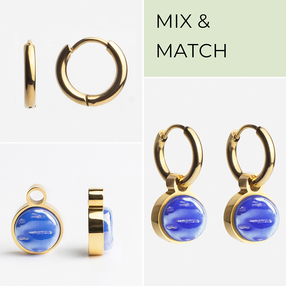 Foto von Hoop earrings with pendants • Mix & Match earrings • 12mm Foto von Hoop earrings with pendants • Mix & Match earrings • 12mm