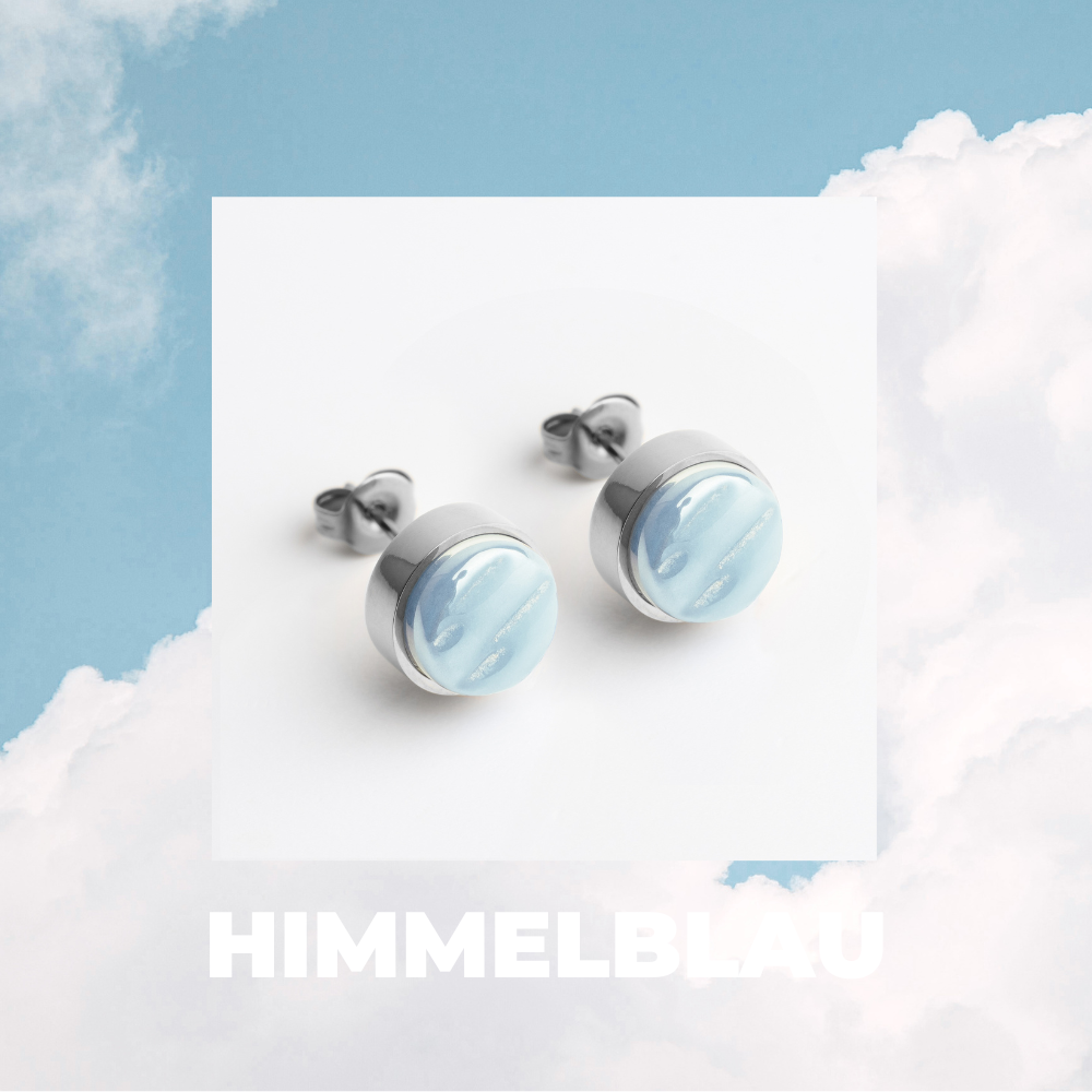 Foto von Stainless steel stud earrings with stone • Mother-of-pearl look • 8mm Foto von Stainless steel stud earrings with stone • Mother-of-pearl look • 8mm