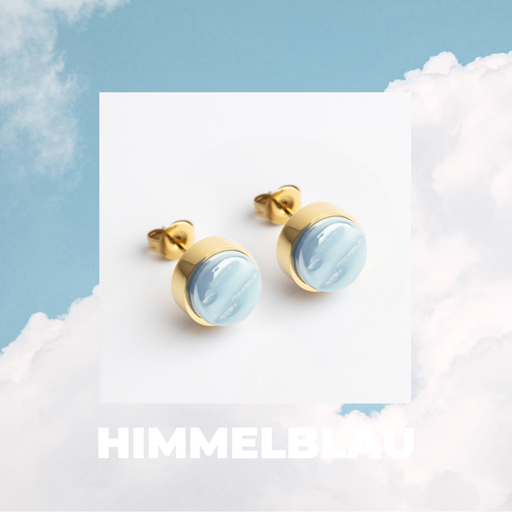 Foto von Stainless steel stud earrings with stone • Mother-of-pearl look • 8mm Foto von Stainless steel stud earrings with stone • Mother-of-pearl look • 8mm