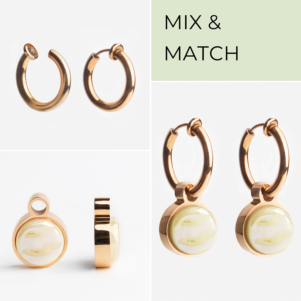 Foto von Hoop clip earrings with pendants • Mix & Match ear clips • 14mm Foto von Hoop clip earrings with pendants • Mix & Match ear clips • 14mm