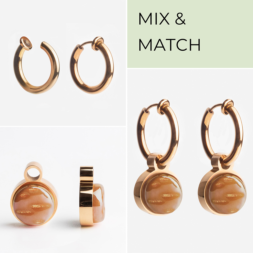 Foto von Hoop clip earrings with pendants • Mix & Match ear clips • 14mm Foto von Hoop clip earrings with pendants • Mix & Match ear clips • 14mm