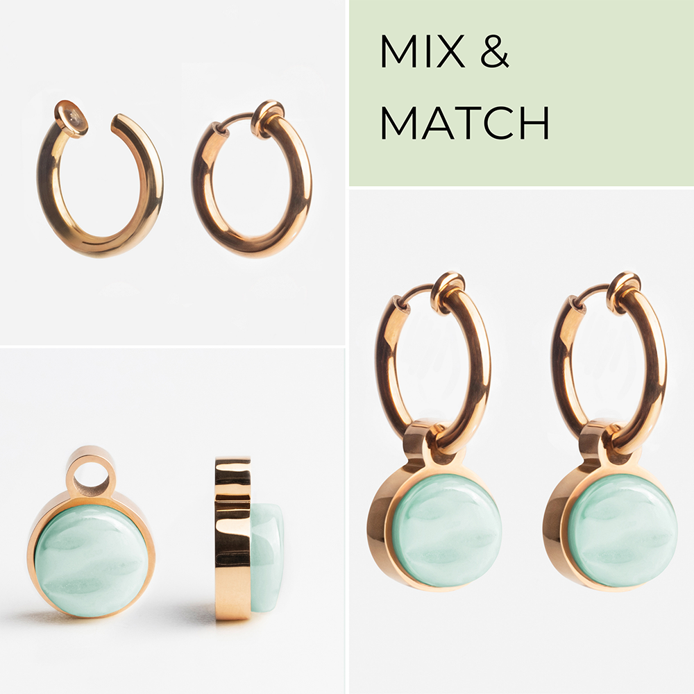 Foto von Hoop clip earrings with pendants • Mix & Match ear clips • 14mm Foto von Hoop clip earrings with pendants • Mix & Match ear clips • 14mm