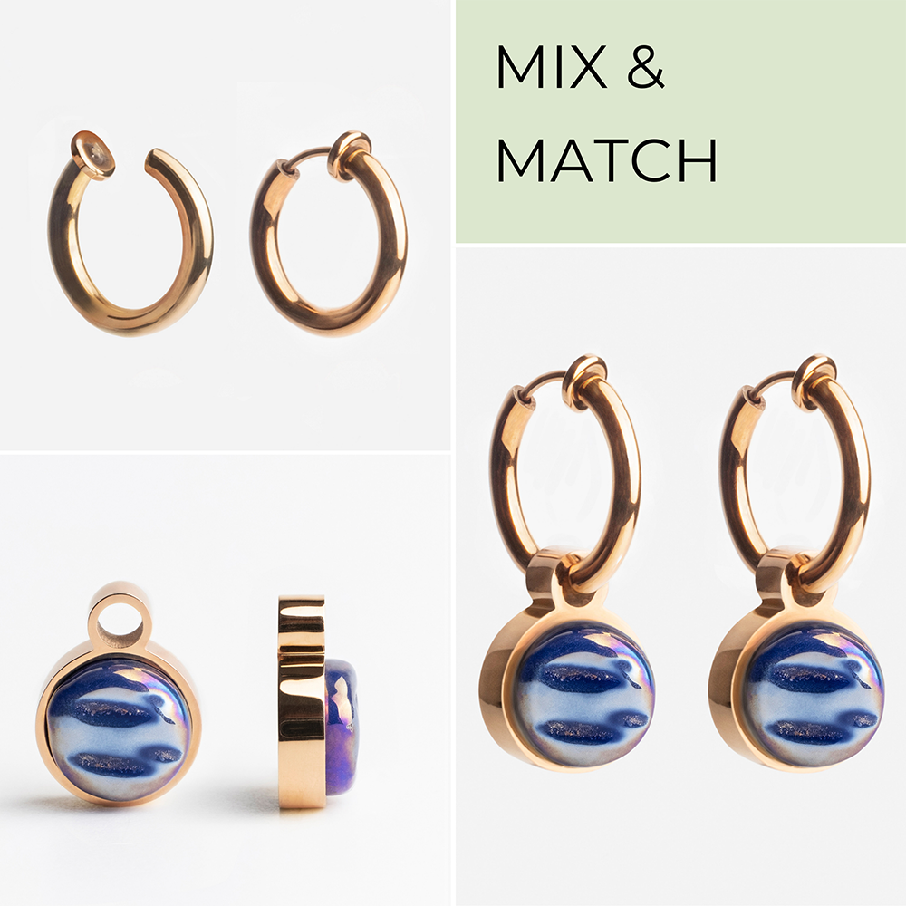 Foto von Hoop clip earrings with pendants • Mix & Match ear clips • 14mm Foto von Hoop clip earrings with pendants • Mix & Match ear clips • 14mm