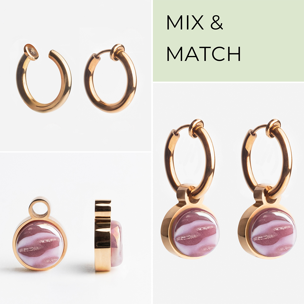 Foto von Hoop clip earrings with pendants • Mix & Match ear clips • 14mm Foto von Hoop clip earrings with pendants • Mix & Match ear clips • 14mm