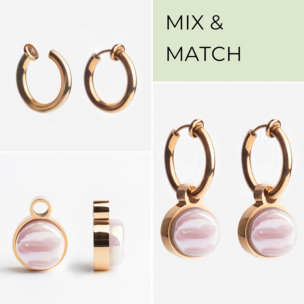 Foto von Hoop clip earrings with pendants • Mix & Match ear clips • 14mm Foto von Hoop clip earrings with pendants • Mix & Match ear clips • 14mm