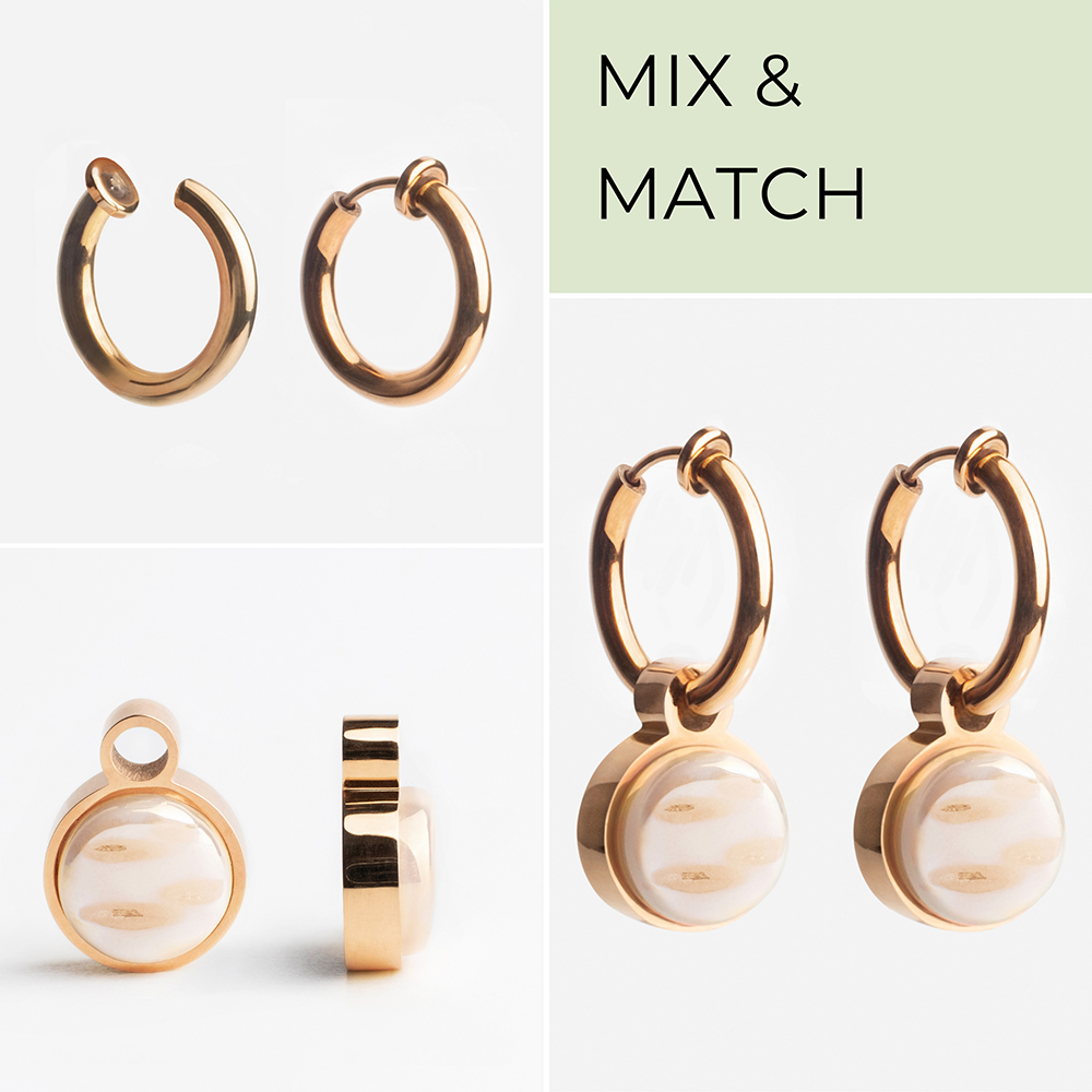 Foto von Hoop clip earrings with pendants • Mix & Match ear clips • 14mm Foto von Hoop clip earrings with pendants • Mix & Match ear clips • 14mm