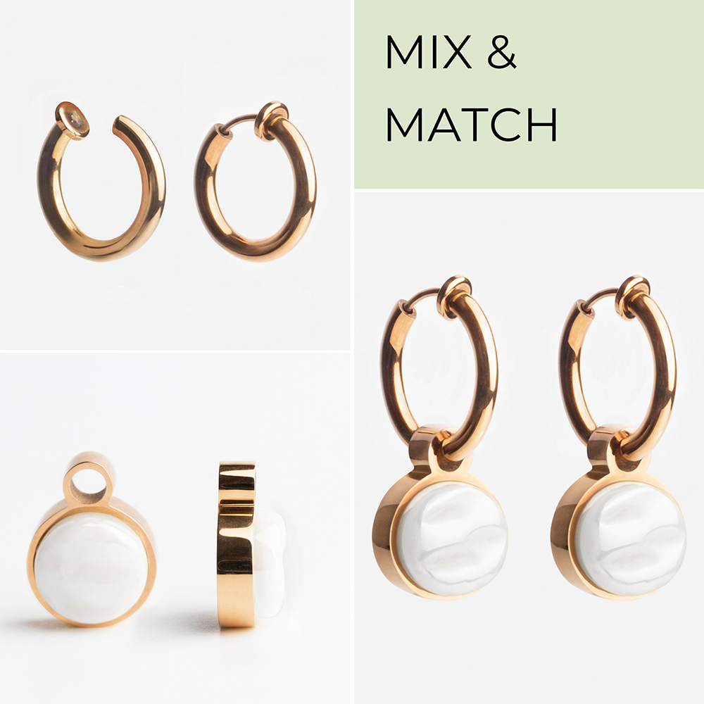 Foto von Hoop clip earrings with pendants • Mix & Match ear clips • 14mm Foto von Hoop clip earrings with pendants • Mix & Match ear clips • 14mm