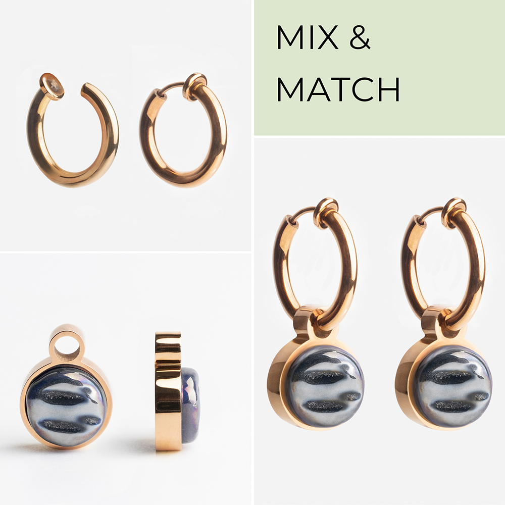 Foto von Hoop clip earrings with pendants • Mix & Match ear clips • 14mm Foto von Hoop clip earrings with pendants • Mix & Match ear clips • 14mm