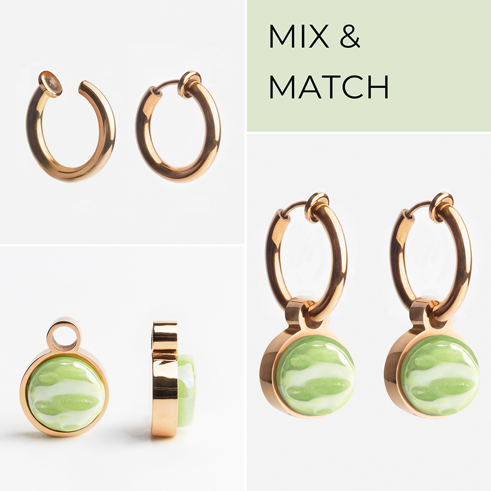 Foto von Hoop clip earrings with pendants • Mix & Match ear clips • 14mm Foto von Hoop clip earrings with pendants • Mix & Match ear clips • 14mm