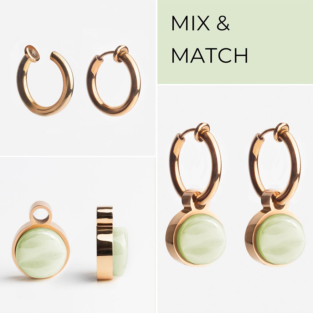 Foto von Hoop clip earrings with pendants • Mix & Match ear clips • 14mm Foto von Hoop clip earrings with pendants • Mix & Match ear clips • 14mm