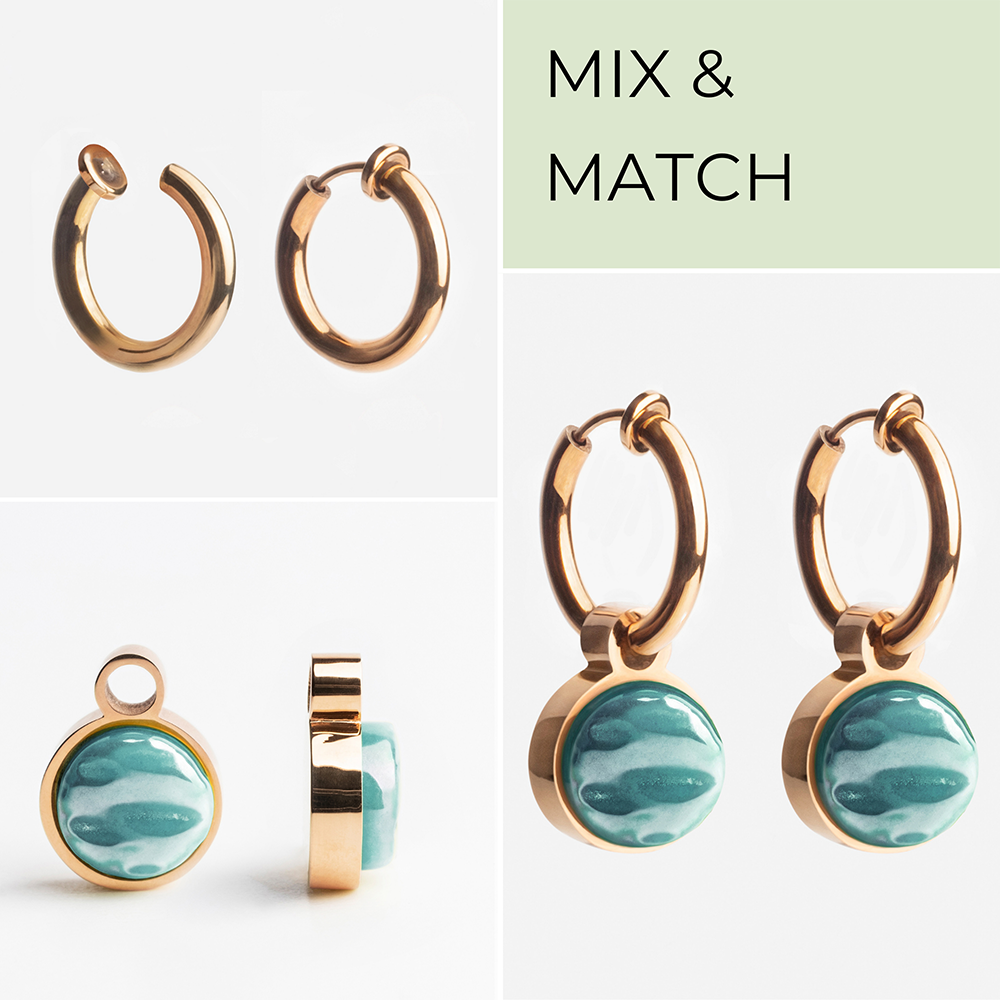 Foto von Hoop clip earrings with pendants • Mix & Match ear clips • 14mm Foto von Hoop clip earrings with pendants • Mix & Match ear clips • 14mm