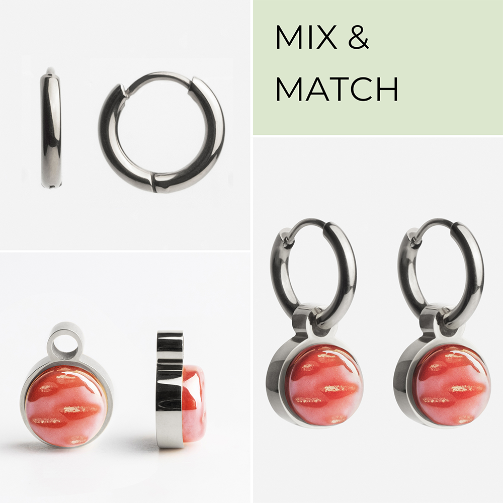 Foto von Creolen mit Anhänger  • Mix & Match Ohrringe • 12mm Foto von Creolen mit Anhänger  • Mix & Match Ohrringe • 12mm