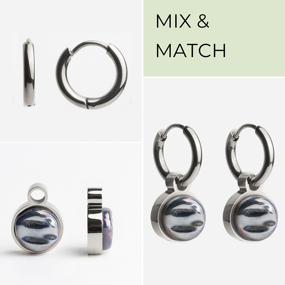 Foto von Creolen mit Anhänger  • Mix & Match Ohrringe • 12mm Foto von Creolen mit Anhänger  • Mix & Match Ohrringe • 12mm