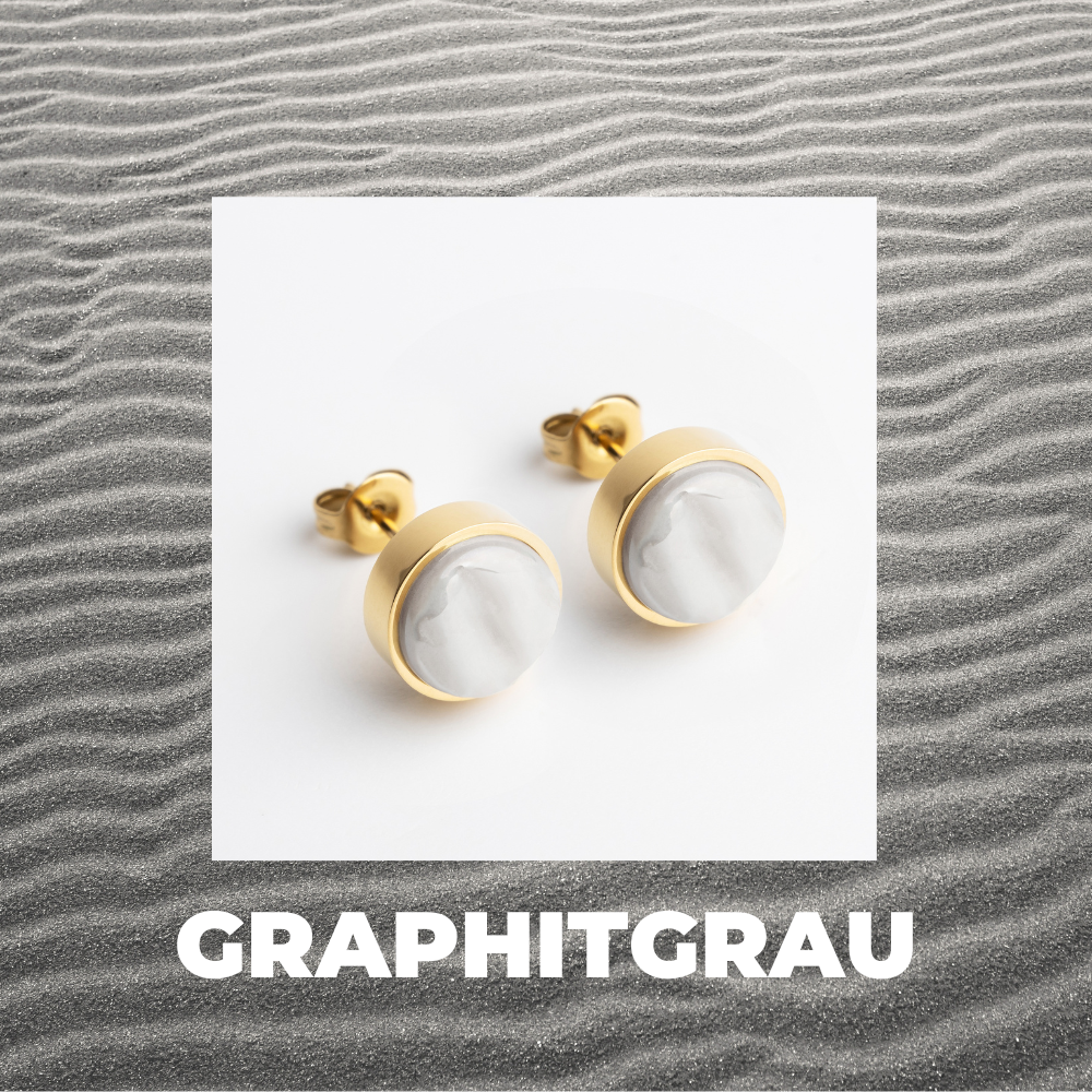 Foto von Stainless steel stud earrings with stone • Mother-of-pearl look • 8mm Foto von Stainless steel stud earrings with stone • Mother-of-pearl look • 8mm