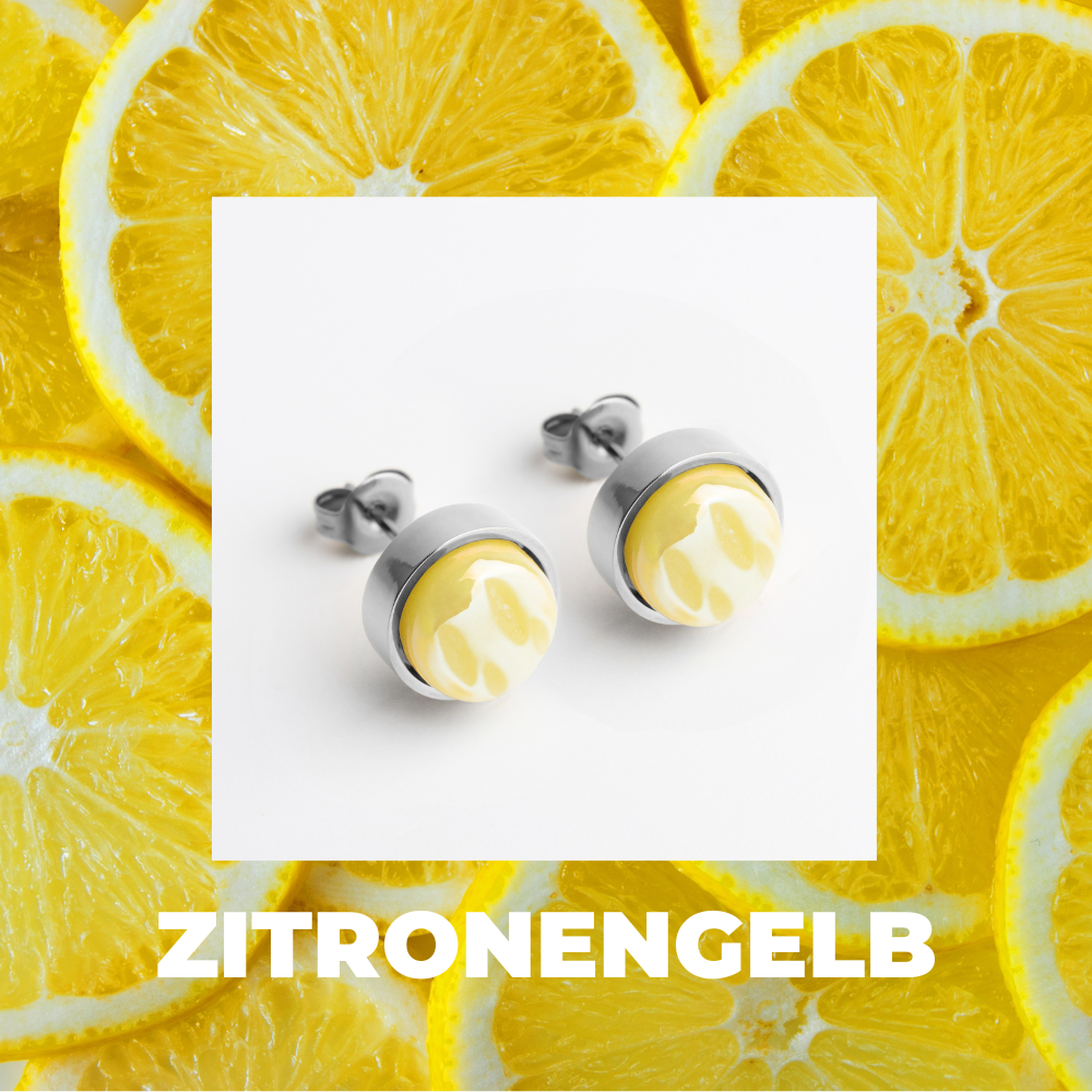 Foto von Stainless steel stud earrings with stone • Mother-of-pearl look • 8mm Foto von Stainless steel stud earrings with stone • Mother-of-pearl look • 8mm