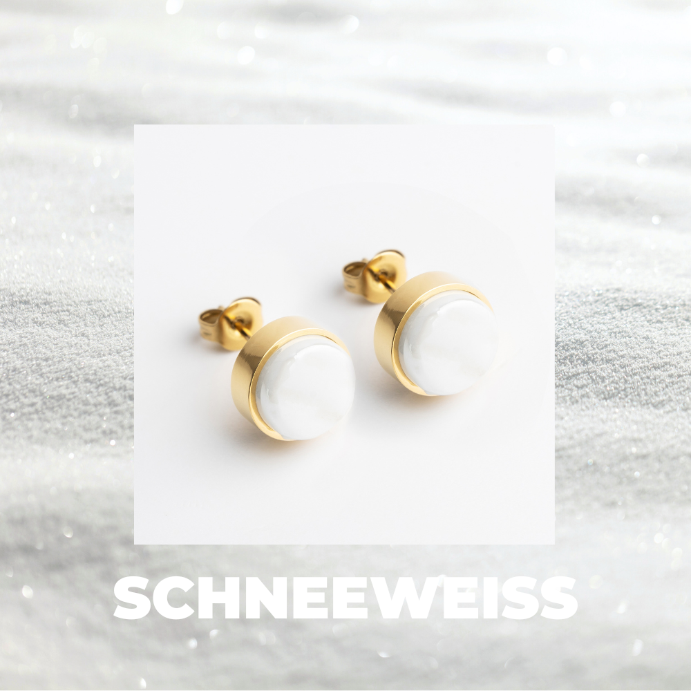 Foto von Stainless steel stud earrings with stone • Mother-of-pearl look • 8mm Foto von Stainless steel stud earrings with stone • Mother-of-pearl look • 8mm