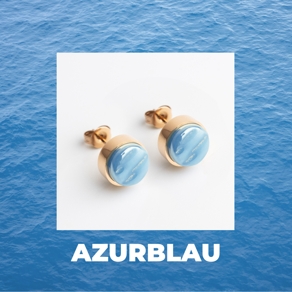 Foto von Stainless steel stud earrings with stone • Mother-of-pearl look • 8mm Foto von Stainless steel stud earrings with stone • Mother-of-pearl look • 8mm