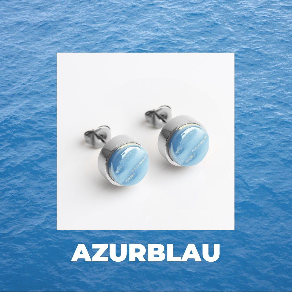 Foto von Stainless steel stud earrings with stone • Mother-of-pearl look • 8mm Foto von Stainless steel stud earrings with stone • Mother-of-pearl look • 8mm