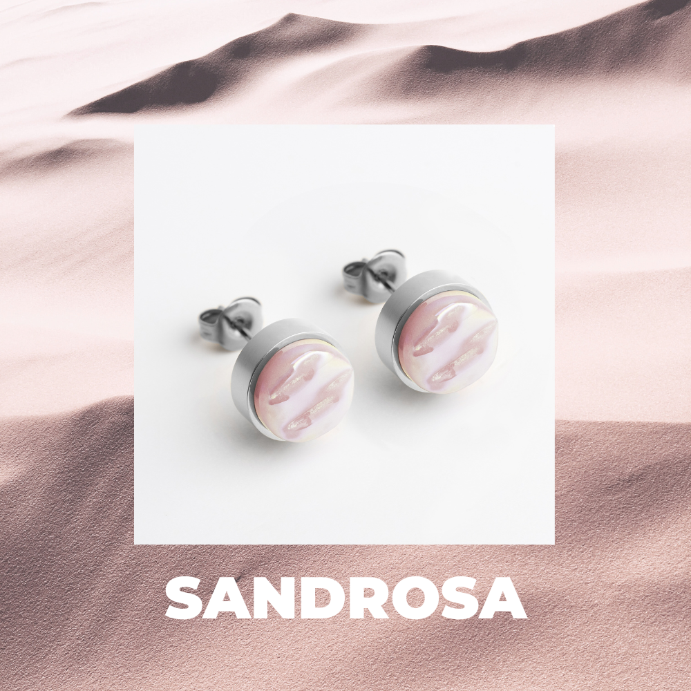 Foto von Stainless steel stud earrings with stone • Mother-of-pearl look • 8mm Foto von Stainless steel stud earrings with stone • Mother-of-pearl look • 8mm