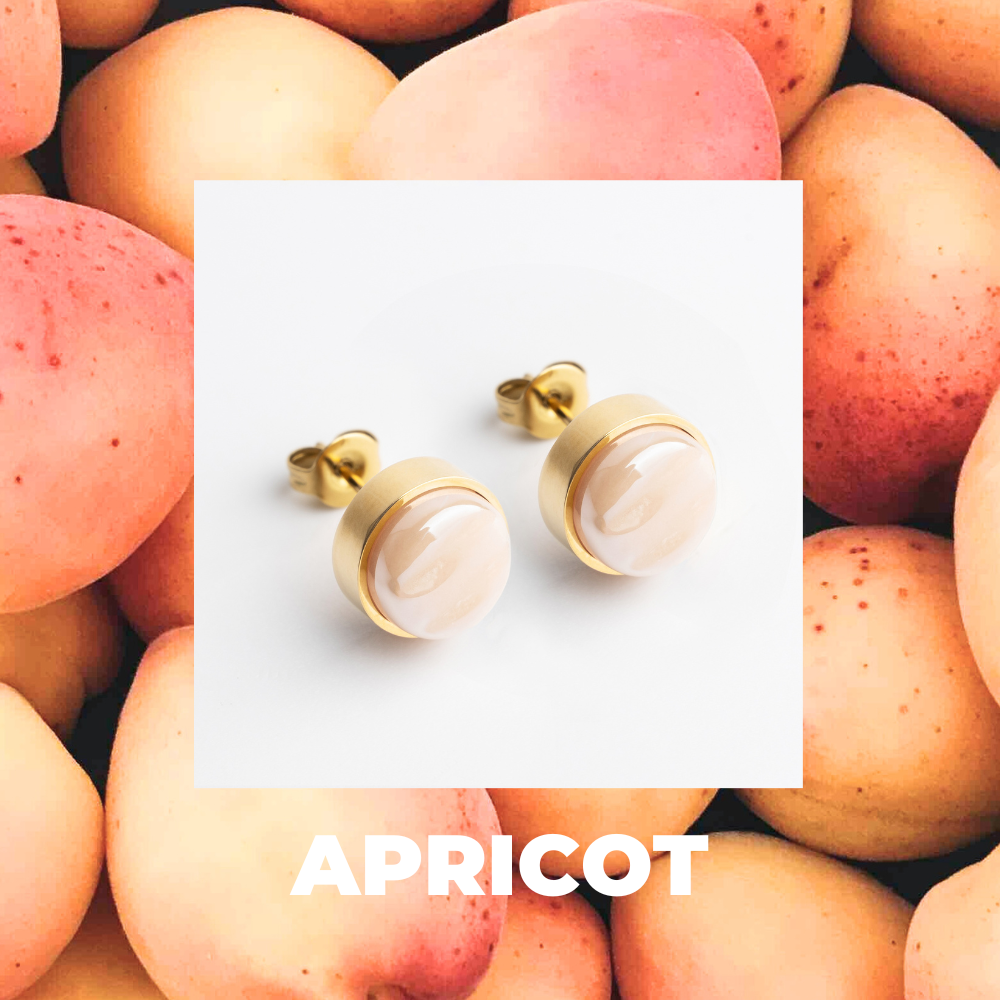 Foto von Stainless steel stud earrings with stone • Mother-of-pearl look • 8mm Foto von Stainless steel stud earrings with stone • Mother-of-pearl look • 8mm