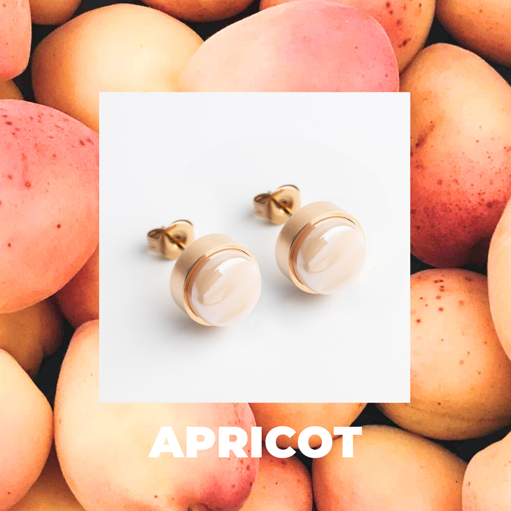 Foto von Stainless steel stud earrings with stone • Mother-of-pearl look • 8mm Foto von Stainless steel stud earrings with stone • Mother-of-pearl look • 8mm