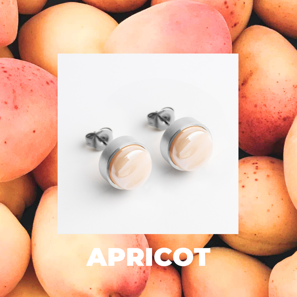 Foto von Stainless steel stud earrings with stone • Mother-of-pearl look • 8mm Foto von Stainless steel stud earrings with stone • Mother-of-pearl look • 8mm