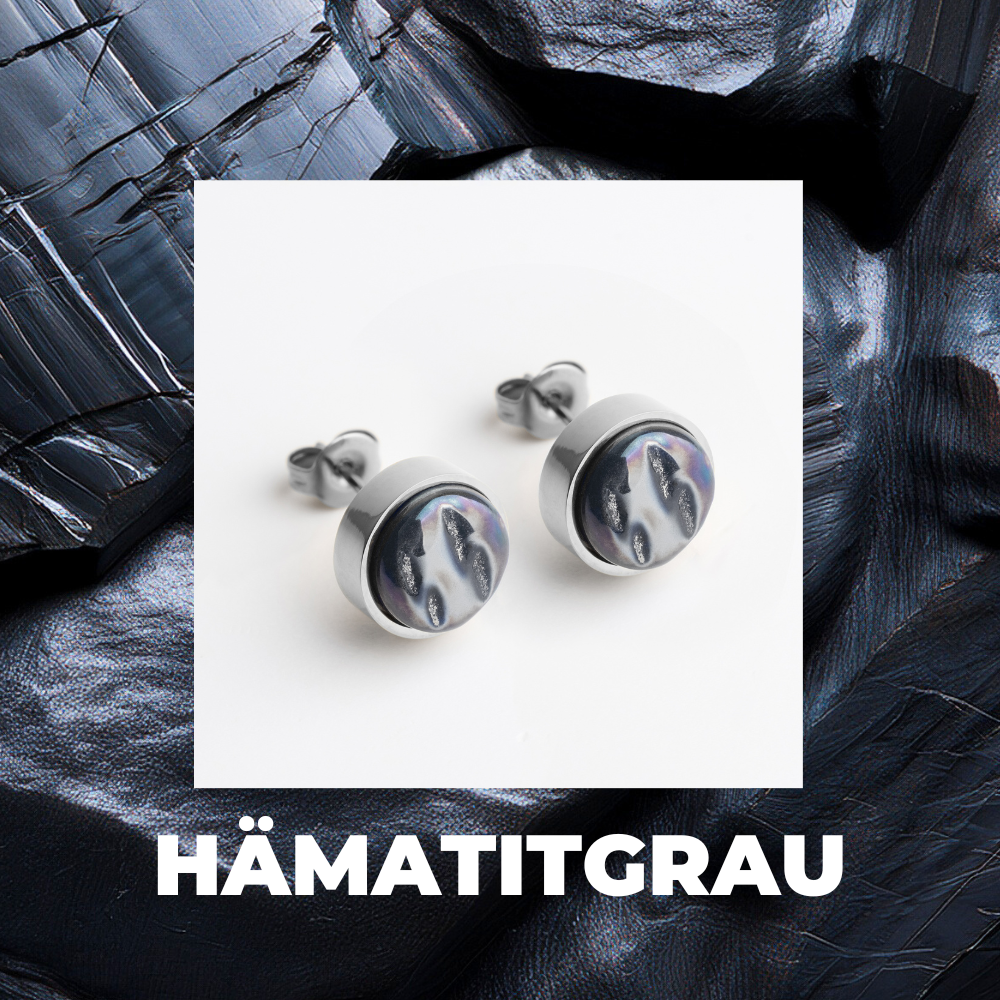 Foto von Stainless steel stud earrings with stone • Mother-of-pearl look • 8mm Foto von Stainless steel stud earrings with stone • Mother-of-pearl look • 8mm