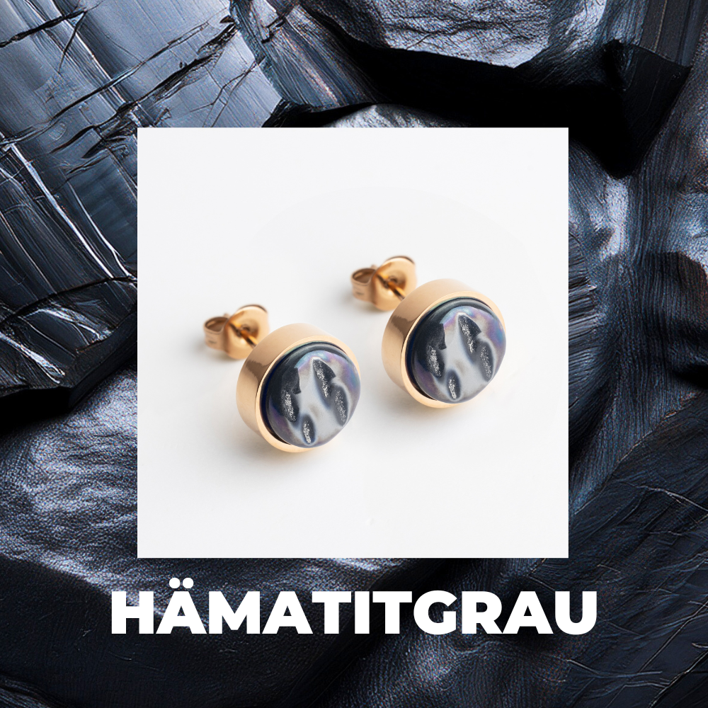 Foto von Stainless steel stud earrings with stone • Mother-of-pearl look • 8mm Foto von Stainless steel stud earrings with stone • Mother-of-pearl look • 8mm