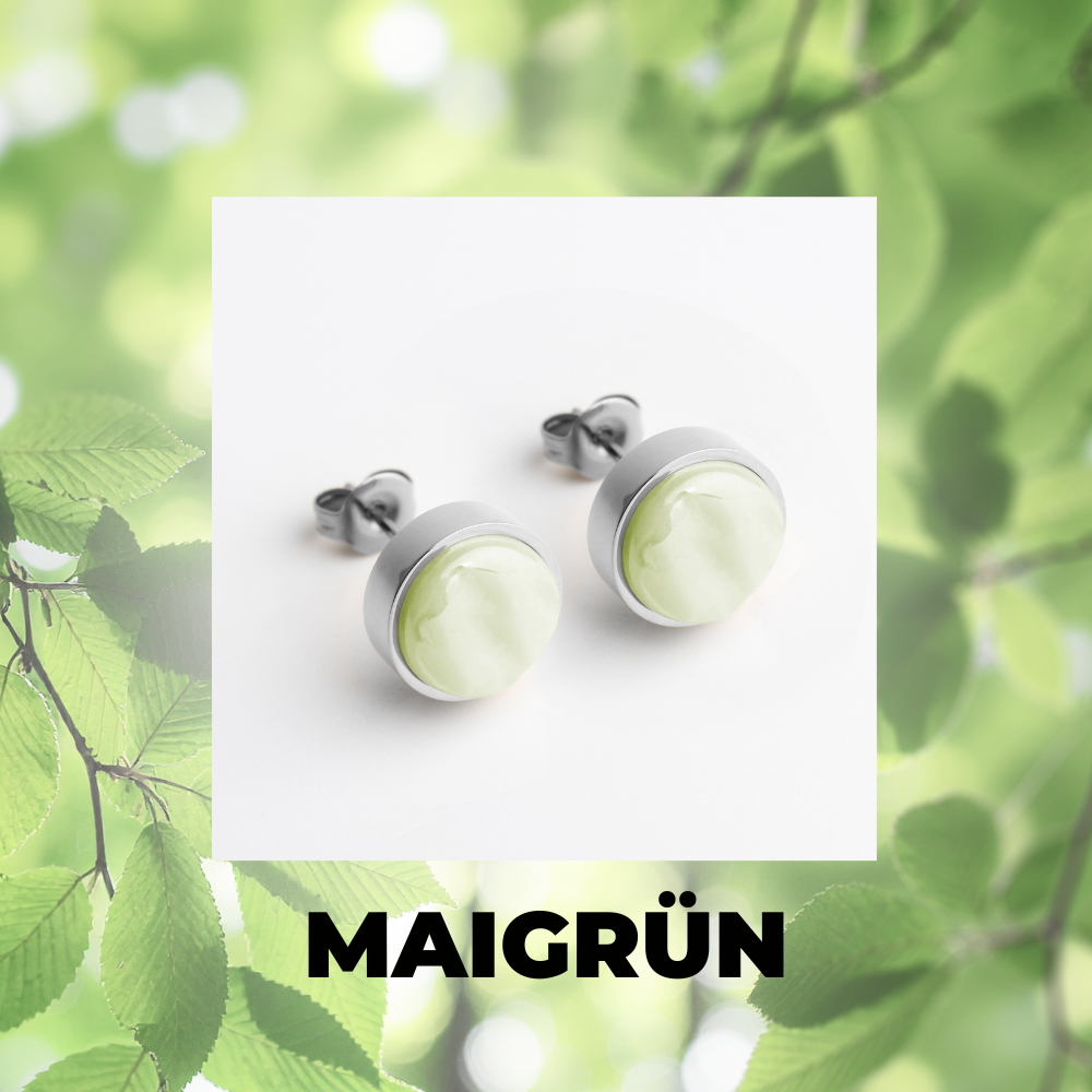 Foto von Stainless steel stud earrings with stone • Mother-of-pearl look • 8mm Foto von Stainless steel stud earrings with stone • Mother-of-pearl look • 8mm