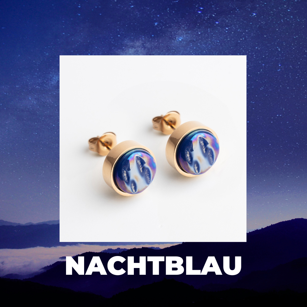 Foto von Stainless steel stud earrings with stone • Mother-of-pearl look • 8mm Foto von Stainless steel stud earrings with stone • Mother-of-pearl look • 8mm