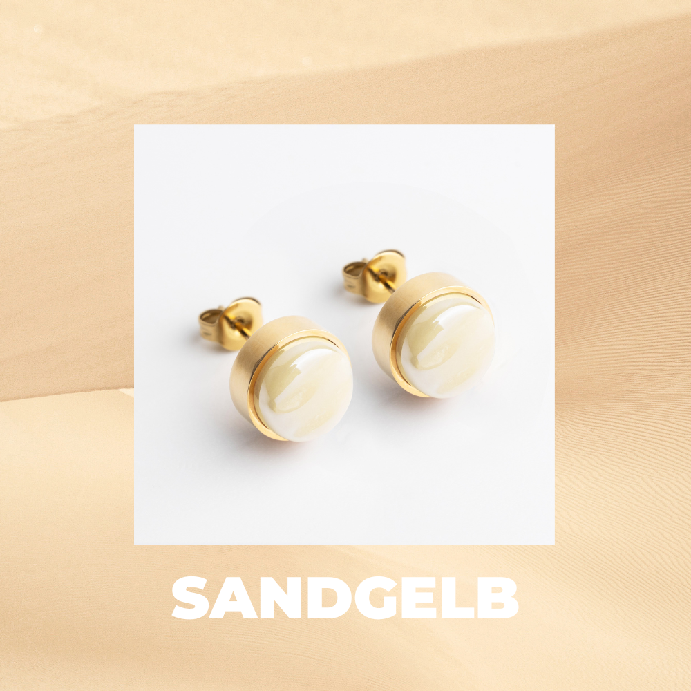 Foto von Stainless steel stud earrings with stone • Mother-of-pearl look • 8mm Foto von Stainless steel stud earrings with stone • Mother-of-pearl look • 8mm