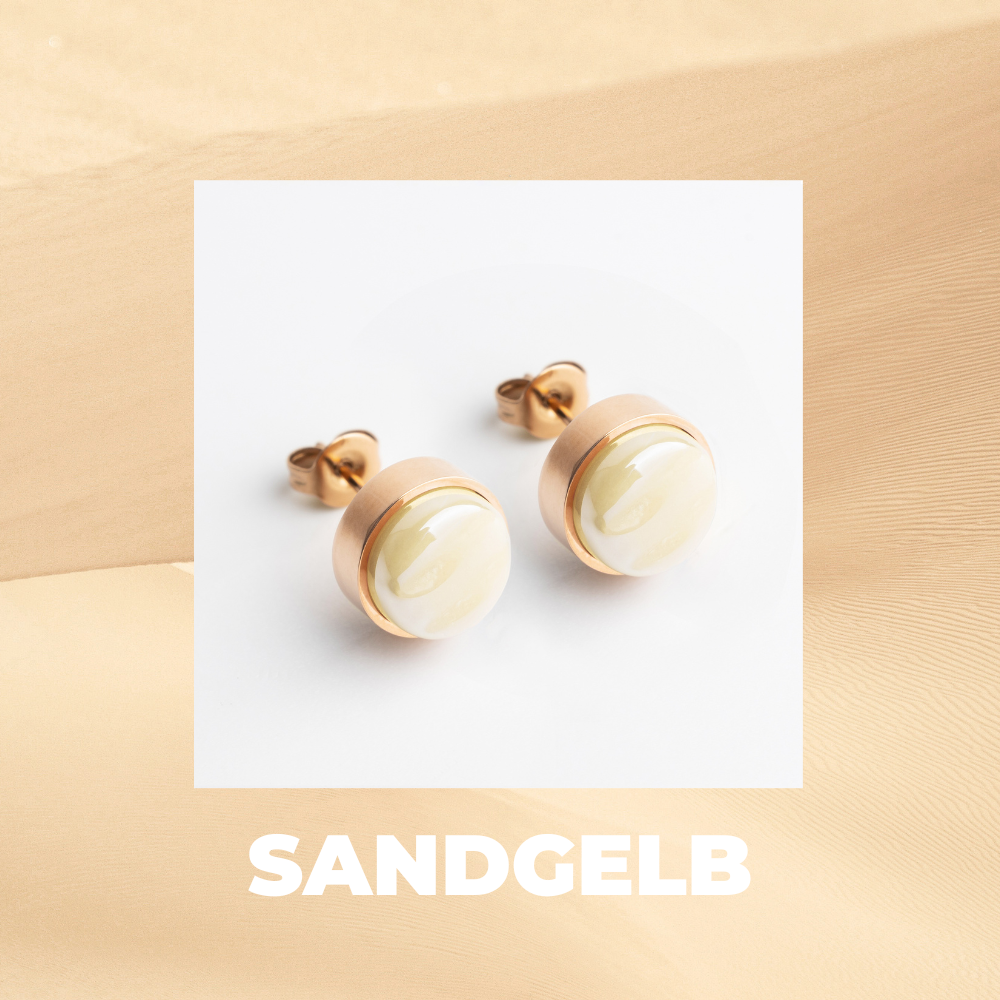 Foto von Stainless steel stud earrings with stone • Mother-of-pearl look • 8mm Foto von Stainless steel stud earrings with stone • Mother-of-pearl look • 8mm