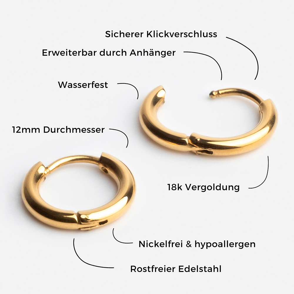 Foto von Edelstahl Creolen Basic • Wasserfeste Ohrringe Foto von Edelstahl Creolen Basic • Wasserfeste Ohrringe