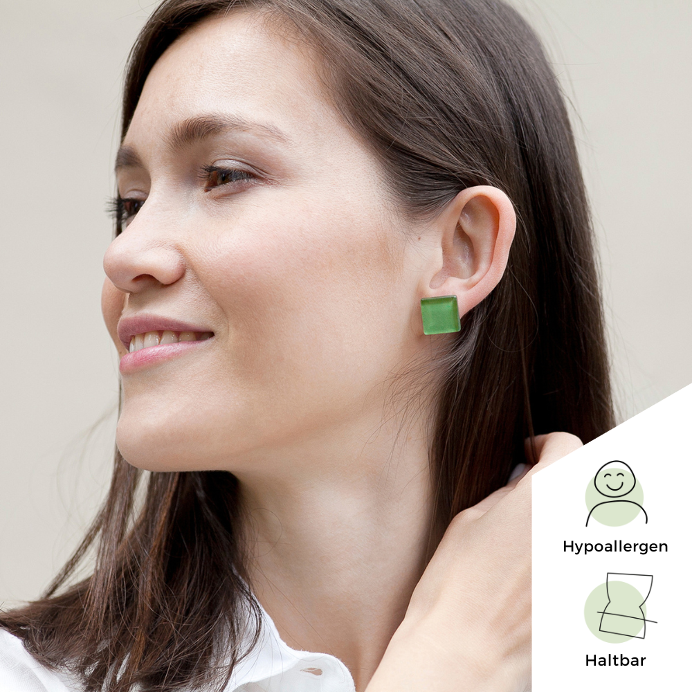 Foto von Square glass ear clips • 15mm Foto von Square glass ear clips • 15mm