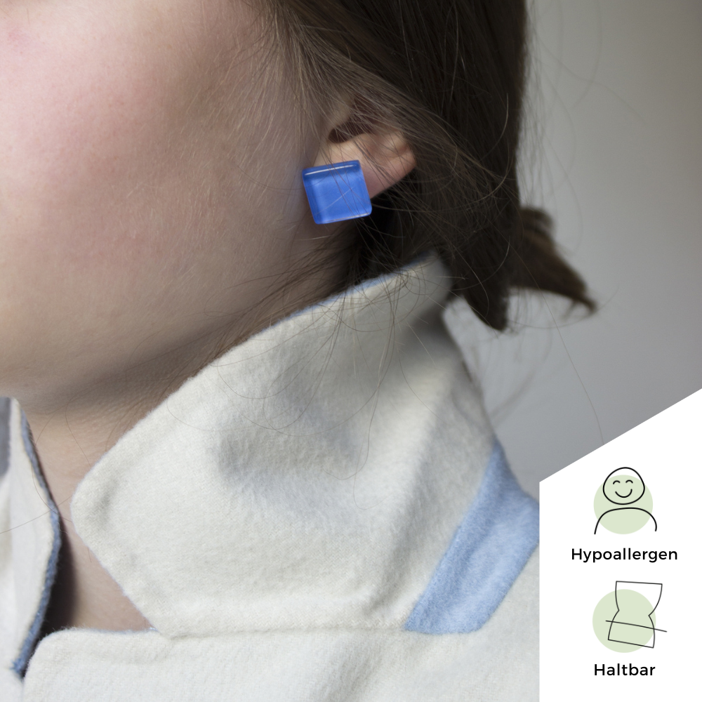 Foto von Quadratische Ohrclips aus Glas • 15mm Foto von Quadratische Ohrclips aus Glas • 15mm