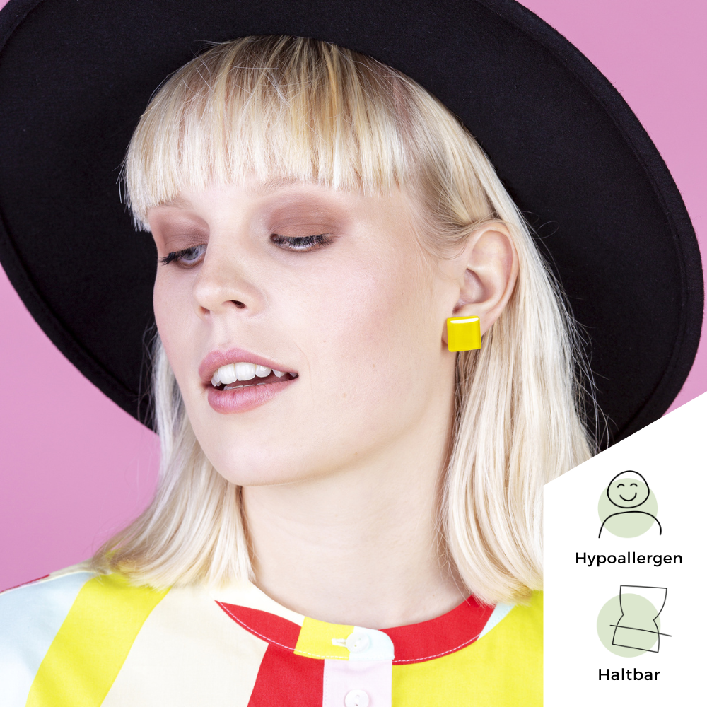 Foto von Quadratische Ohrclips aus Glas • 15mm Foto von Quadratische Ohrclips aus Glas • 15mm