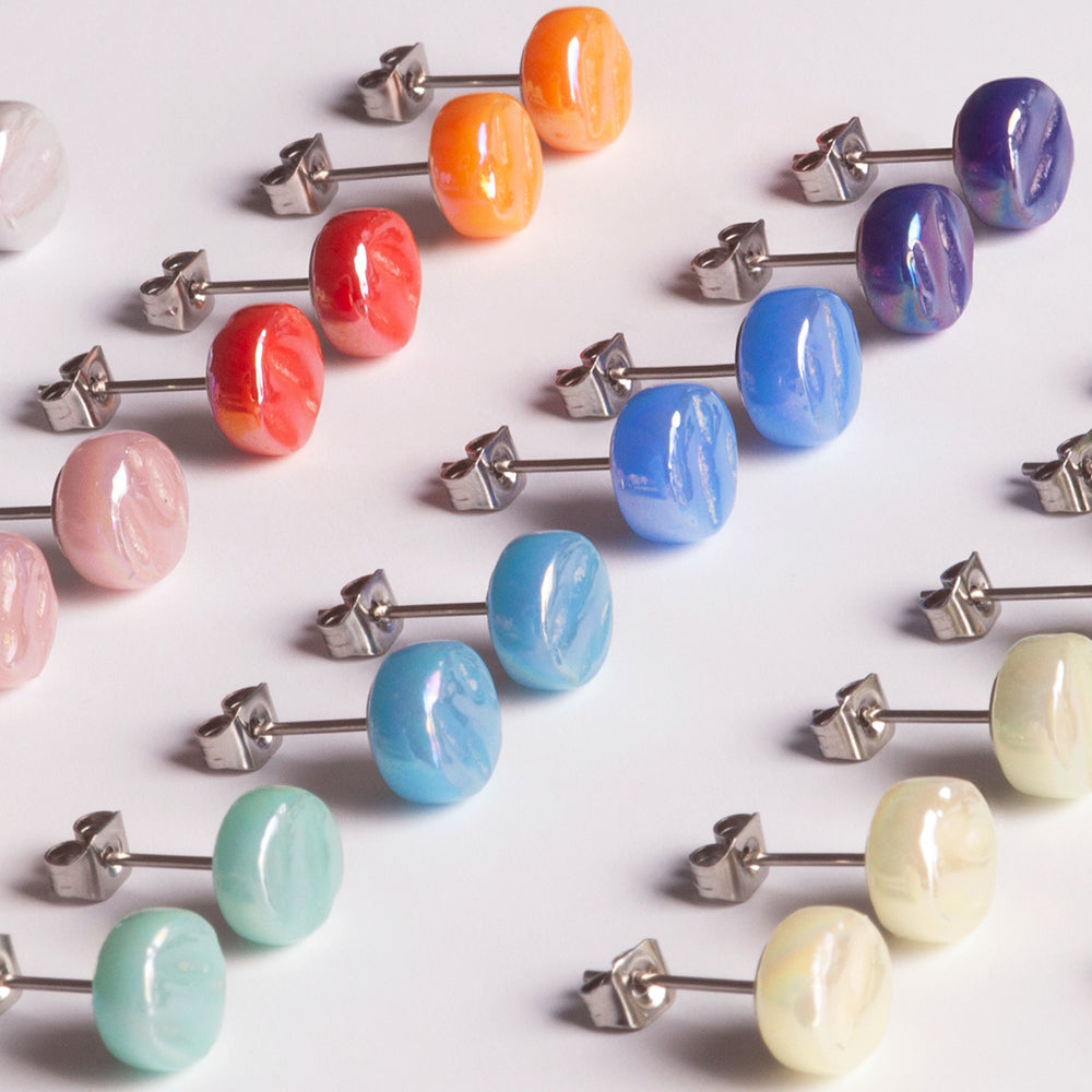 Foto von Set of 3 glass stud earrings • 8mm Foto von Set of 3 glass stud earrings • 8mm