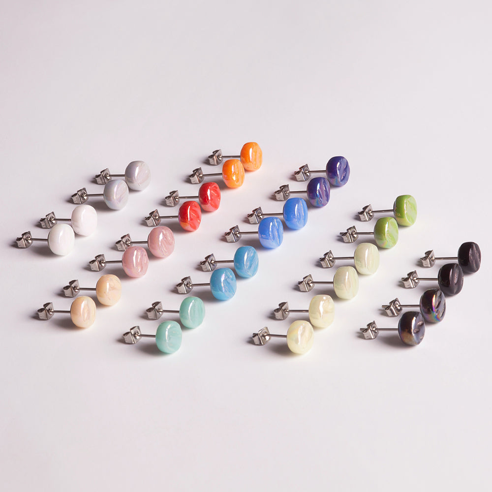 Foto von Set of 3 glass stud earrings • 8mm Foto von Set of 3 glass stud earrings • 8mm