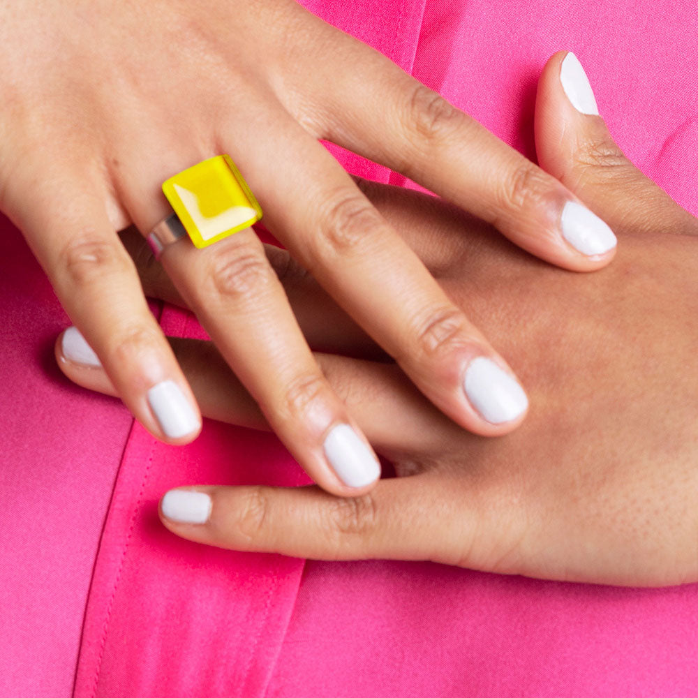 Foto von Square ring with 15mm stone • adjustable size Foto von Square ring with 15mm stone • adjustable size