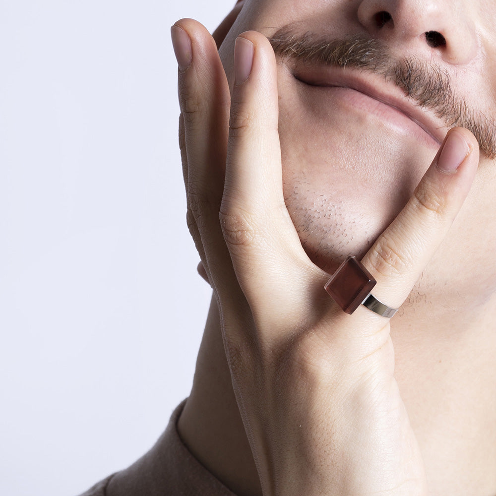 Foto von Square ring with 15mm stone • adjustable size Foto von Square ring with 15mm stone • adjustable size