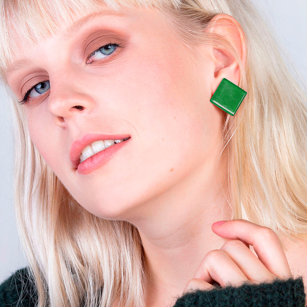 Foto von Statement Clip Ohrringe aus Glas • 20mm