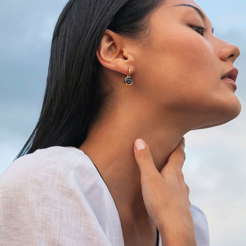 Foto von Hoop clip earrings with pendants • Mix & Match ear clips • 14mm Foto von Hoop clip earrings with pendants • Mix & Match ear clips • 14mm