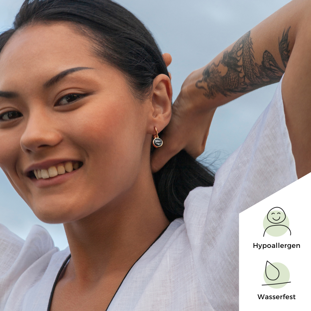 Foto von Hoop clip earrings with pendants • Mix & Match ear clips • 14mm Foto von Hoop clip earrings with pendants • Mix & Match ear clips • 14mm