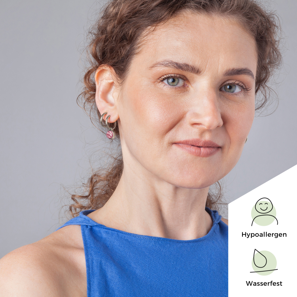 Foto von Hoop clip earrings with pendants • Mix & Match ear clips • 18mm Foto von Hoop clip earrings with pendants • Mix & Match ear clips • 18mm