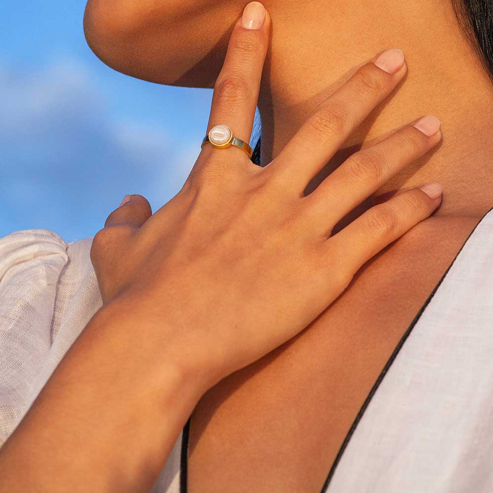 Foto von Adjustable ring with stone • 8mm Foto von Adjustable ring with stone • 8mm