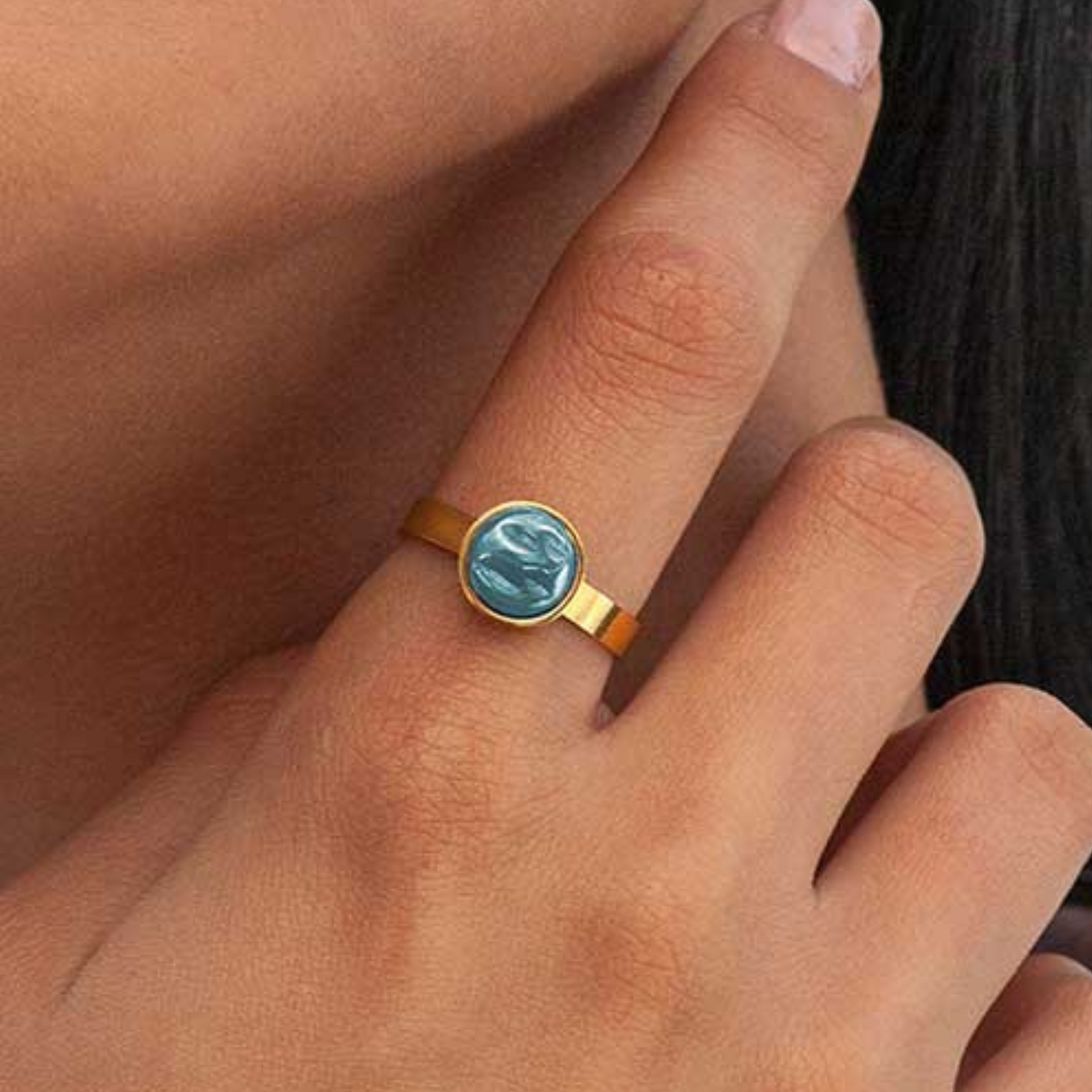 Foto von Adjustable ring with stone • 8mm Foto von Adjustable ring with stone • 8mm